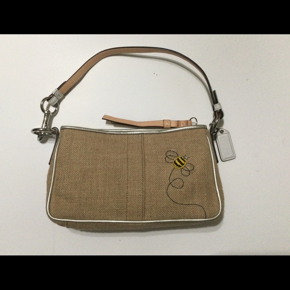 Coach Tan Mini Bag with Blue and Red Floral Design - Picture 2 of 8